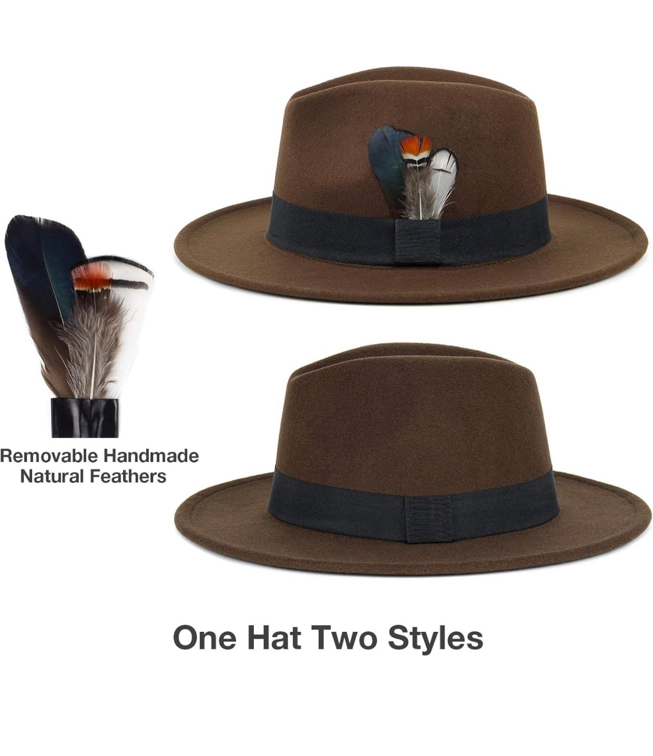 Classic Fedora Hats for Men & Women Wide Brim Felt Hat Panama Dress Fedora Hat