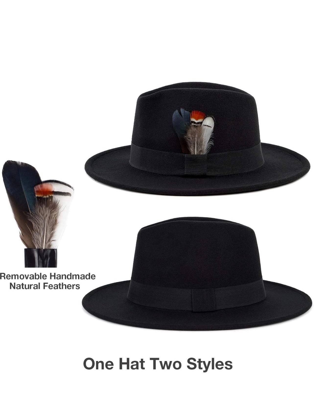 Classic Fedora Hats for Men & Women Wide Brim Felt Hat Panama Dress Fedora Hat