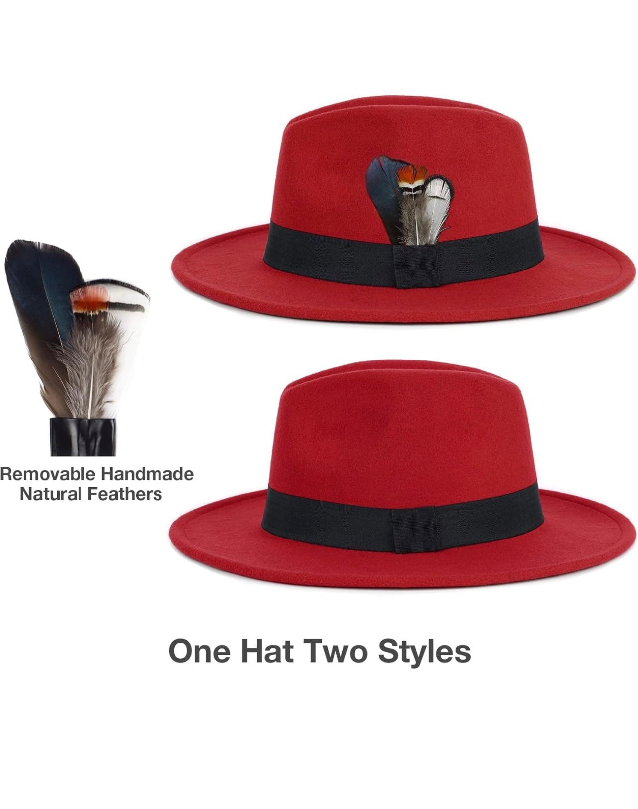 Classic Fedora Hats for Men & Women Wide Brim Felt Hat Panama Dress Fedora Hat