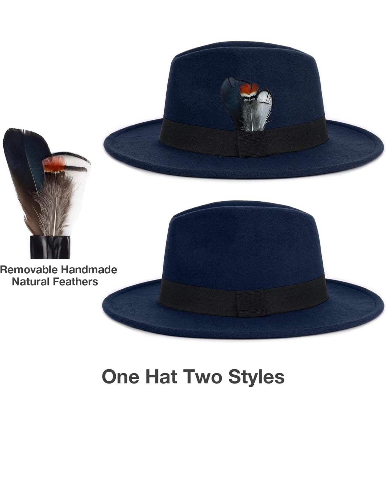 Classic Fedora Hats for Men & Women Wide Brim Felt Hat Panama Dress Fedora Hat