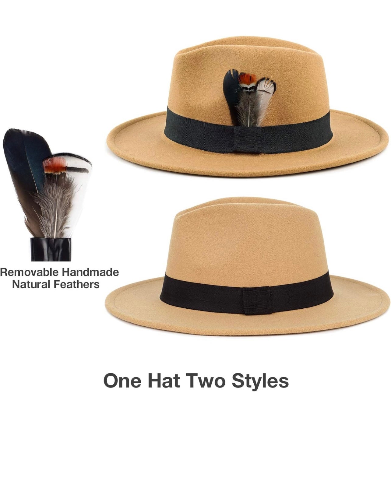 Classic Fedora Hats for Men & Women Wide Brim Felt Hat Panama Dress Fedora Hat