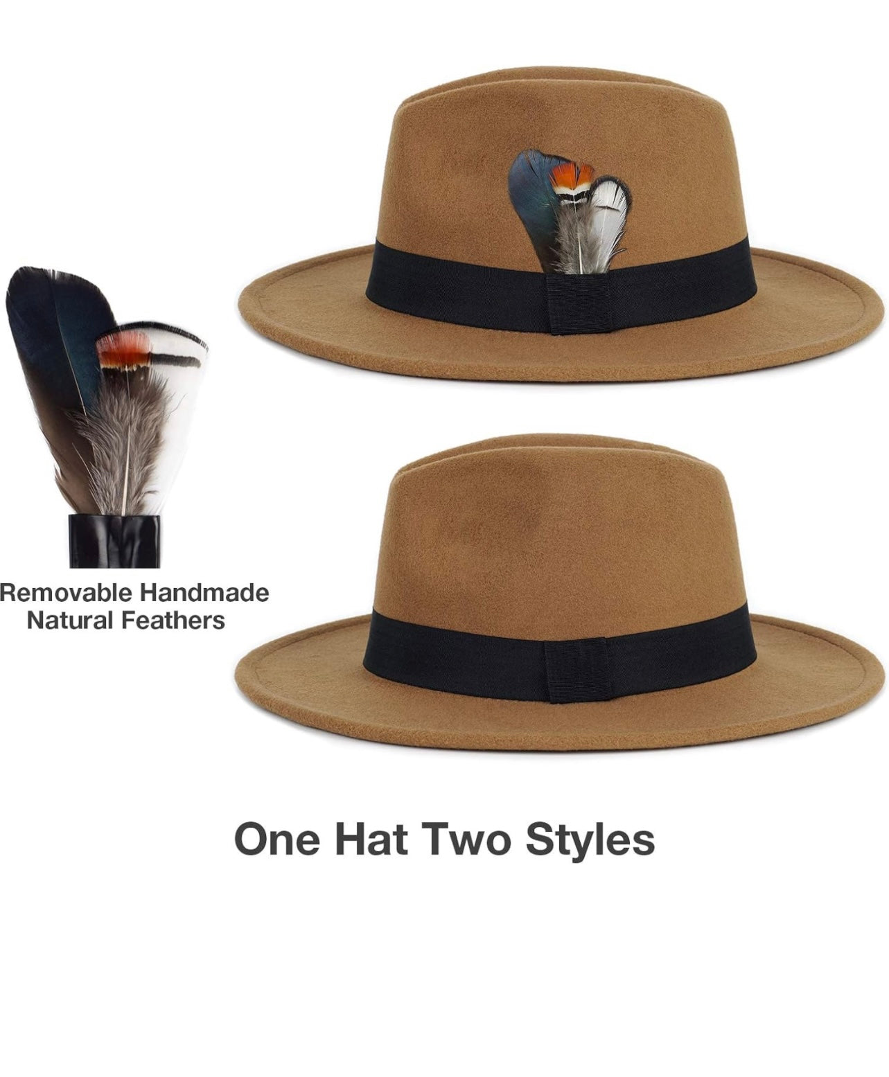 Classic Fedora Hats for Men & Women Wide Brim Felt Hat Panama Dress Fedora Hat