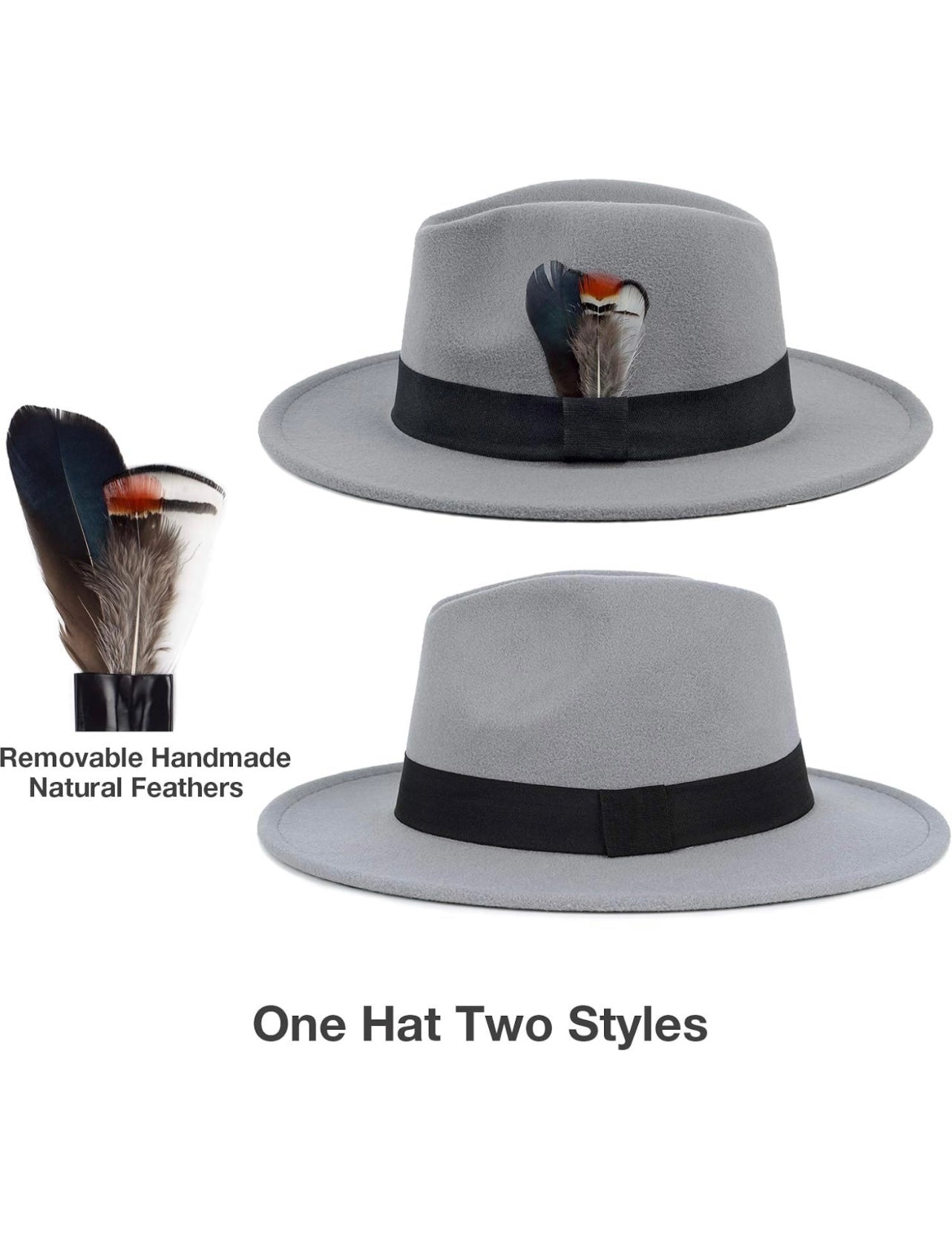 Classic Fedora Hats for Men & Women Wide Brim Felt Hat Panama Dress Fedora Hat