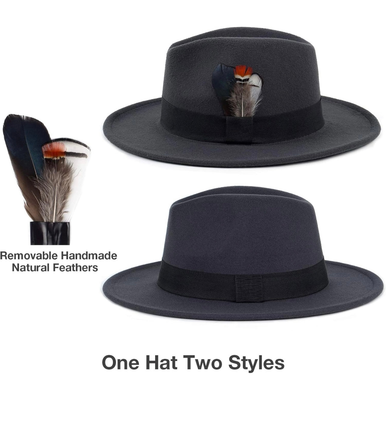 Classic Fedora Hats for Men & Women Wide Brim Felt Hat Panama Dress Fedora Hat
