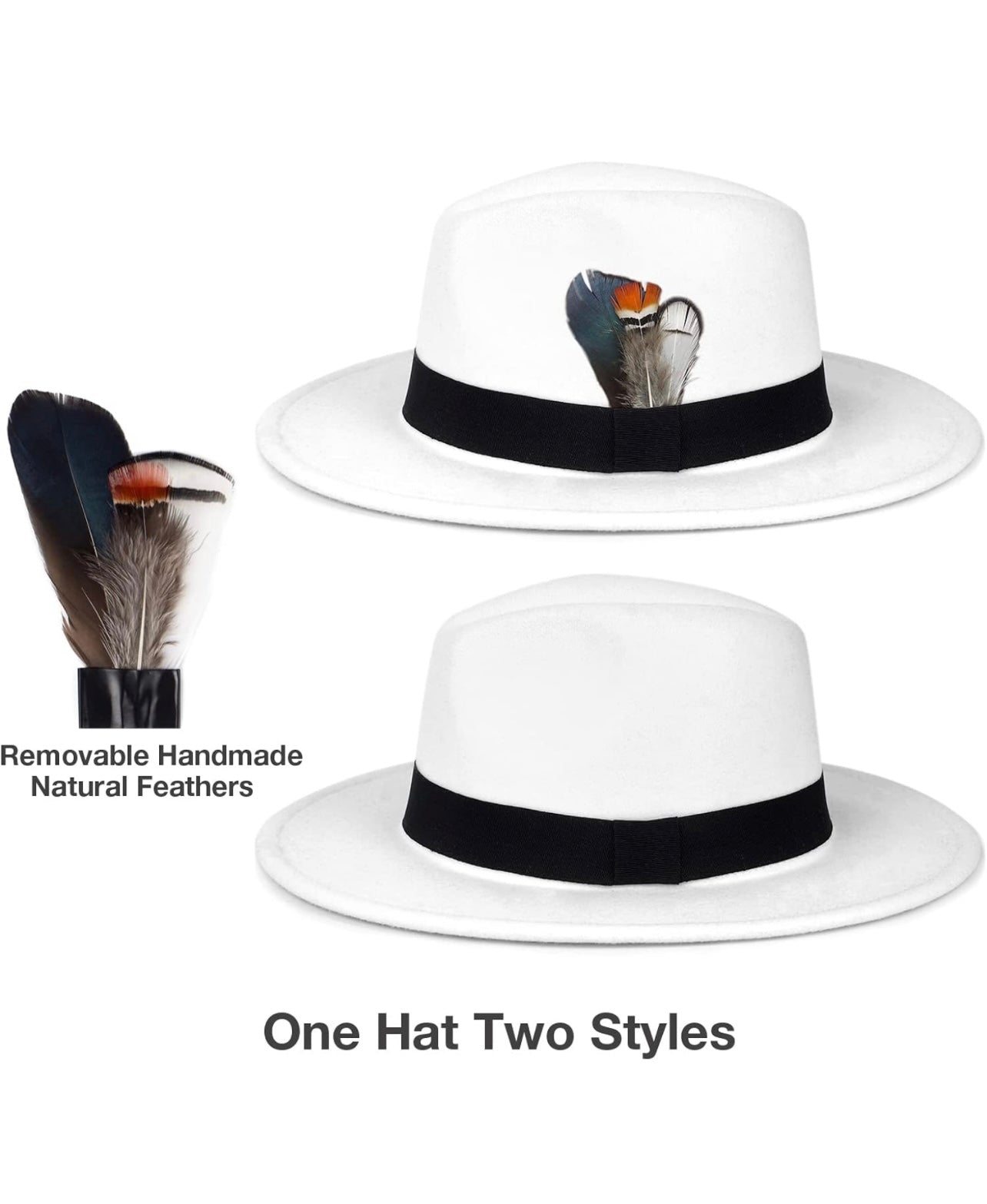 Classic Fedora Hats for Men & Women Wide Brim Felt Hat Panama Dress Fedora Hat