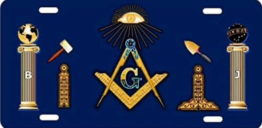 Flagline Masonic - 6" x 12" Metal License Plate.